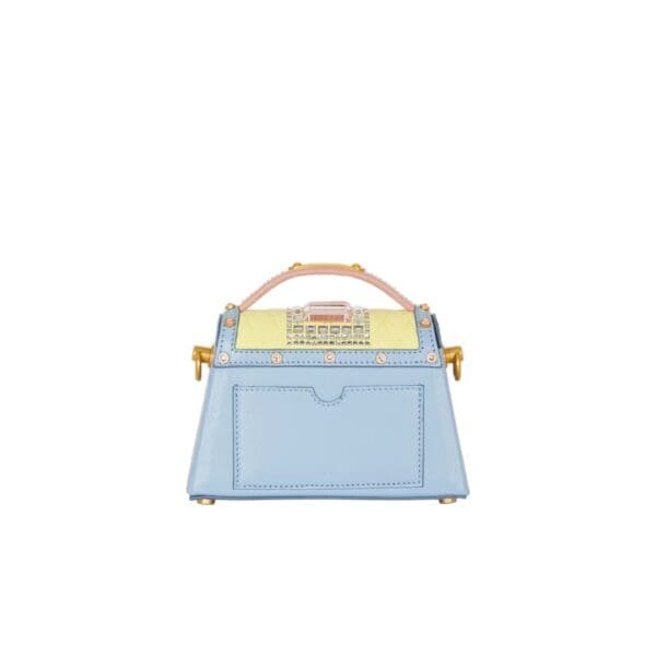 BALMAIN BUZZ DYNASTY SMALL SUEDE BAG WITH EMBOSSED GRID MOTIF AND EMBROIDERY - Image 3
