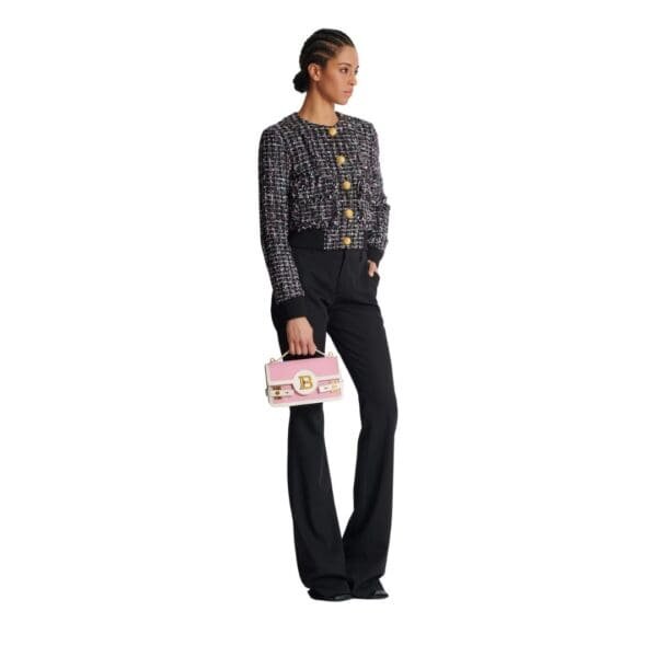 BALMAIN BUZZ SHOULDER 24 CANVAS AND LEATHER BAG - Image 3