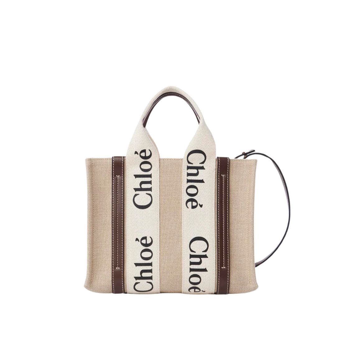 CHLOE SMALL WOODY TOTE BAG WITH STRAP DEEP VIOLIN