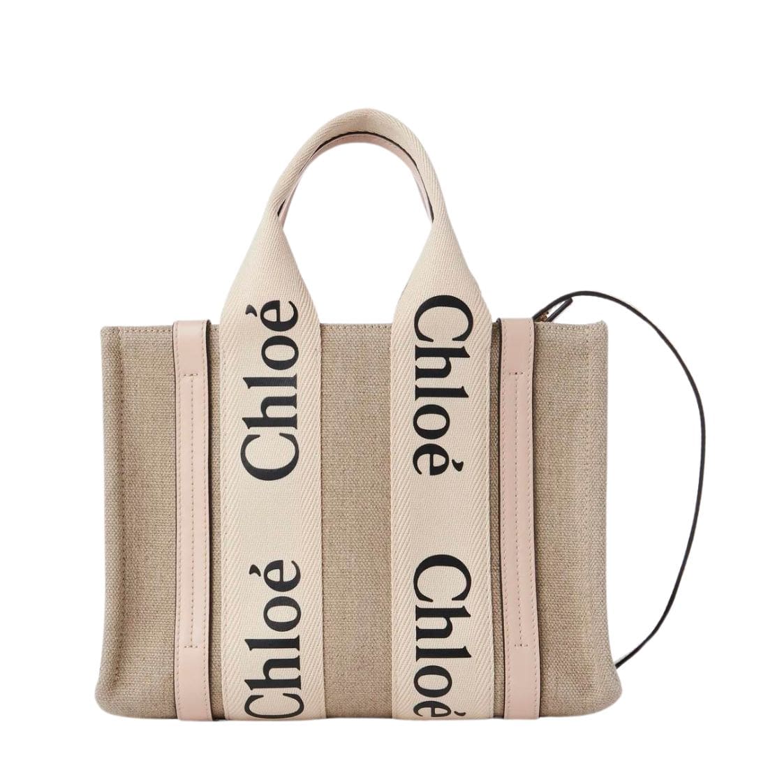 CHLOE SMALL WOODY TOTE BAG CEMENT PINK