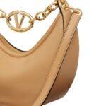 VALENTINO GARAVANI SMALL VLOGO MOON HOBO BAG IN GRAINY CALFSKIN WITH CHAIN