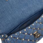 VALENTINO GARAVANI SMALL ROCKSTUD SPIKE EMBROIDERED DENIM BAG