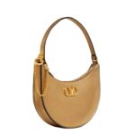 VALENTINO GARAVANI VLOGO SIGNATURE MINI HOBO BAG IN METALLIC GRAINY CALFSKIN