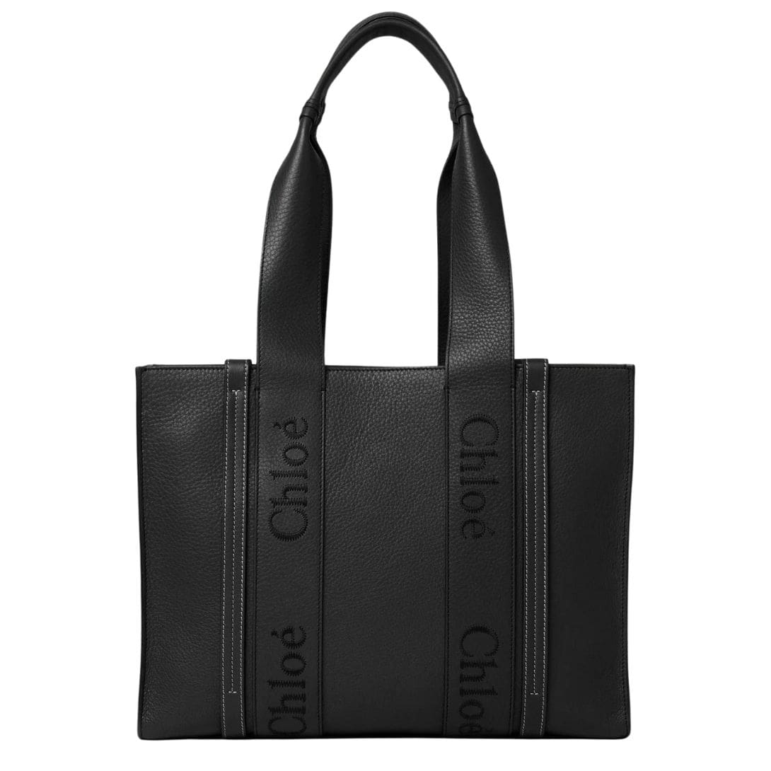 CHLOE MEDIUM WOODY TOTE BAG BLACK