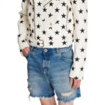 BALMAIN STARS BIKER JACKET IN EMBROIDERED LEATHER
