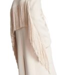 BALMAIN UNISEX LONG FRINGED WOOL AND CASSHMERE COAT