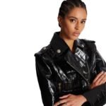 BALMAIN  CROCODILE EFFECT LEATHER BIKER JACKET