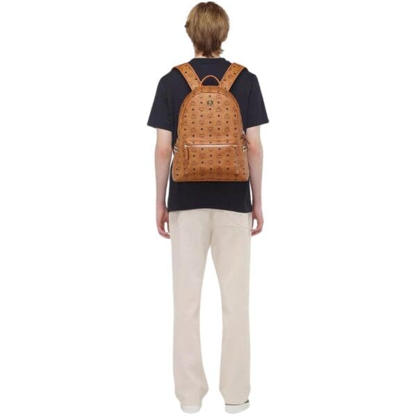 MCM STARK SIDE STUDS BACKPACK IN VISETOS COGNAC