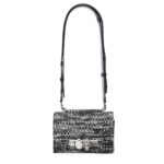 ALEXANDER MCQUEEN WOMANS THE BIKER MINI JEWELLED SATCHEL IN BLACKWHITE