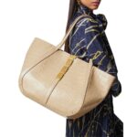 VERSACE CROC-EFFECT GRECA GODDESS LARGE TOTE BAG