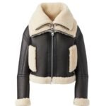mackage penelopa sheepskin jacket with double collar