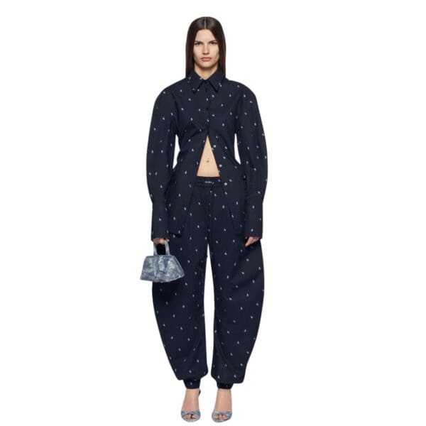 THE ATTICO NAVY BLUE AND LIGHT BLUE LONG PANTS