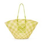 LOEWE LARGE ANAGRAM BASKET BAG IN IRACA PALM AND CALFSKIN