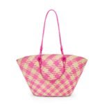LOEWE ANAGRAM BASKET BAG IN IRACA PALM AND CALFSKIN