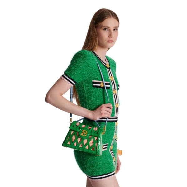 BALMAIN BUZZ DYNASTY BAG IN PATENT LEATHER WITH AN OPENWORK GRID MOTIF - Image 2