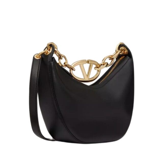 VALENTINO GARAVANI VLOGO MOON MINI HOBO BAG IN NAPPA LEATHER WITH CHAIN - Image 8