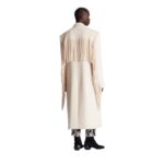 BALMAIN UNISEX LONG FRINGED WOOL AND CASSHMERE COAT