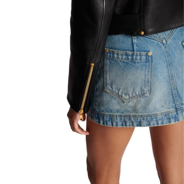 BALMAIN ZIPPED LEATHER BIKER JACKET