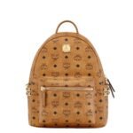 MCM SMALL STARK SIDE STUDS BACKPACK IN VISETOS COGNAC