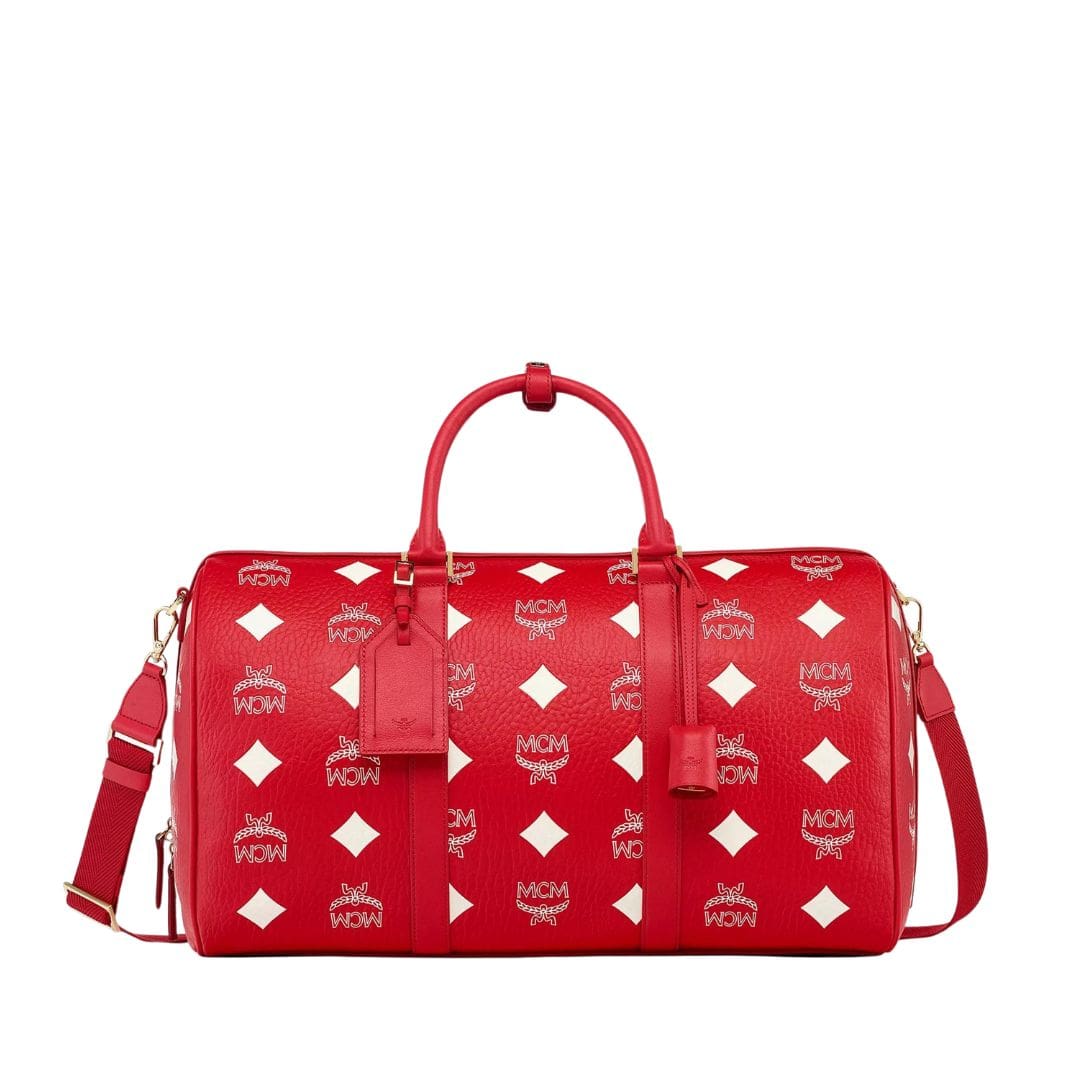 MCM OTTOMAR WEEKENDER BAG IN MAXI VISETOS CANDY RED