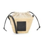 LOEWE BUCKET BAG WITH DRAWSTRING IN PALM LEAF AND CALFSKIN