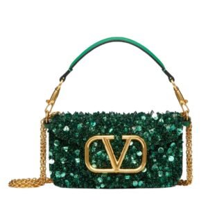 VALENTINO GARAVANI SMALL LOCÒ SHOULDER BAG WITH 3D EMBROIDERY
