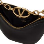 VALENTINO GARAVANI VLOGO MOON MINI HOBO BAG IN NAPPA LEATHER WITH CHAIN