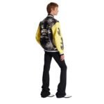  BALMAIN LEATHER VARSITY JACKET WITH TIGER PRINT