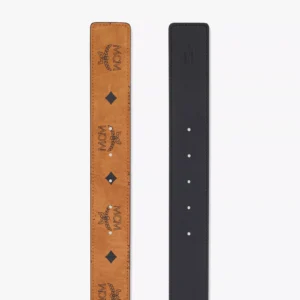 MCM CLAUS TONAL M REVERSIBLE BELT 1.5” COGNAC