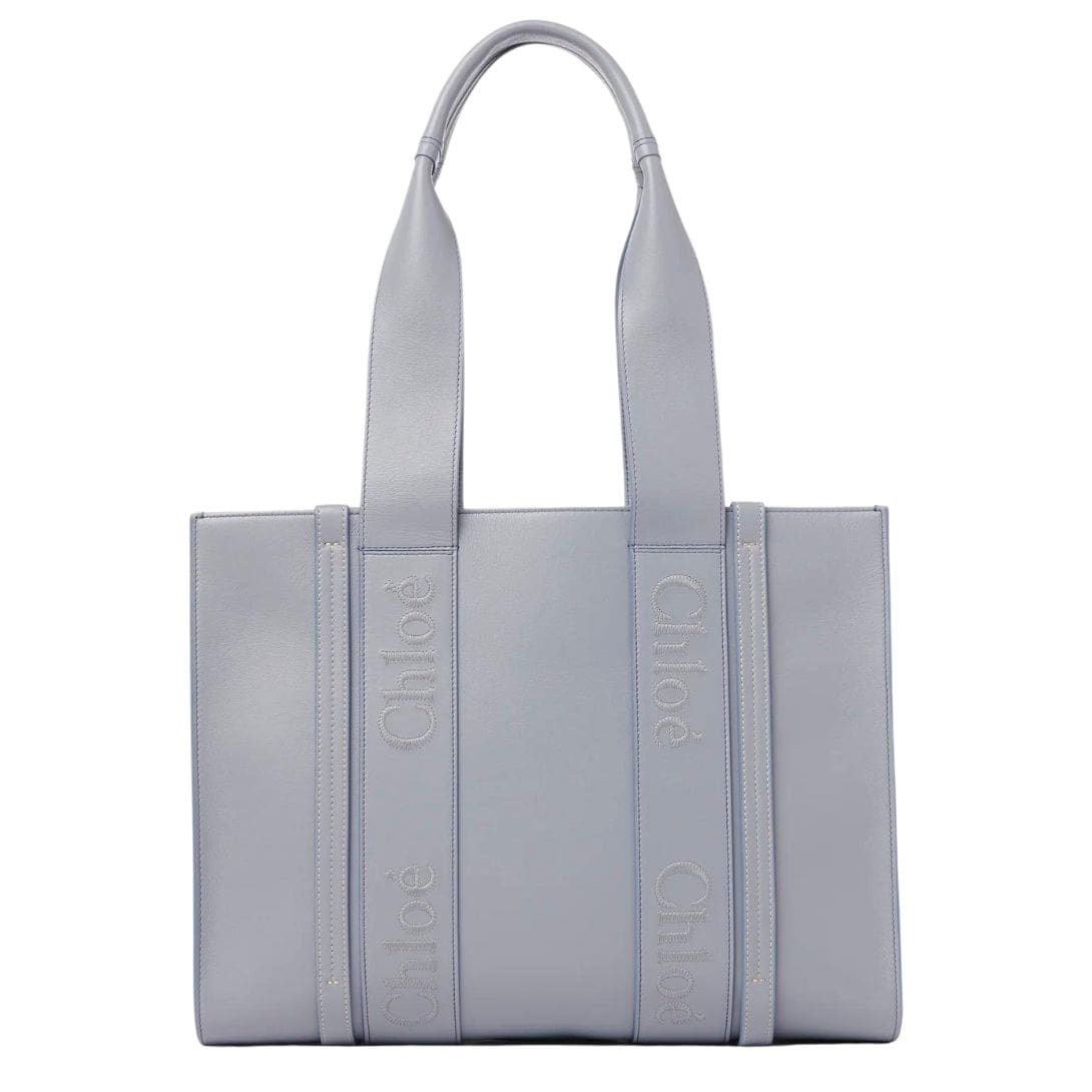 CHLOE MEDIUM WOODY TOTE BAG STORM BLUE