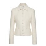 MAGDA BUTRYM FITTED BOUCLE BUTTONED BLAZER IN CREAM