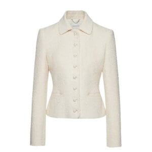 MAGDA BUTRYM FITTED BOUCLE BUTTONED BLAZER IN CREAM
