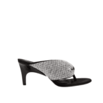 THE ATTICO ''REM'' SILVER AND BLACK THONG SANDAL