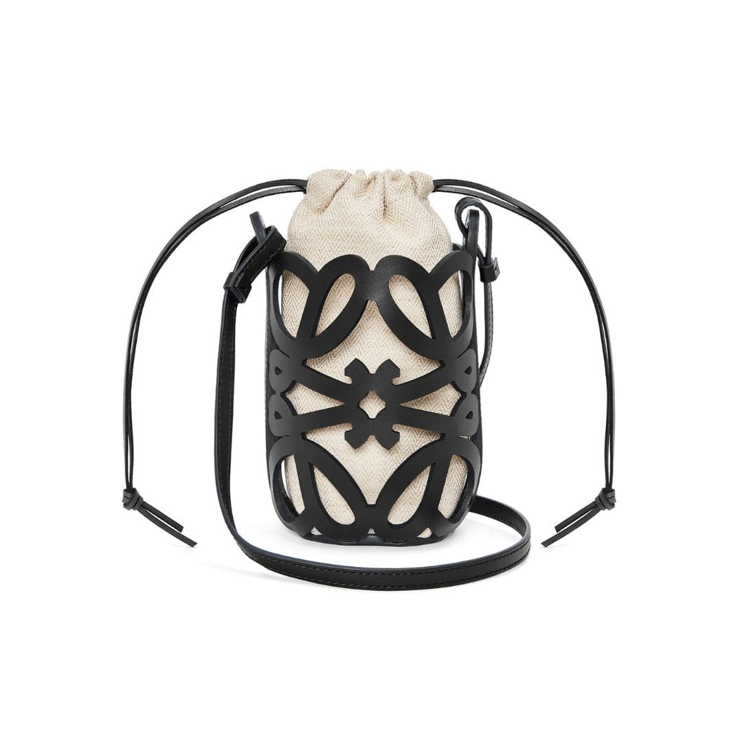 LOEWE POCKET WITH CUT OUT ANAGRAM IN CALFSKIN AND CLASSIC CANVAS 1 LOEWE POCKET WITH CUT OUT ANAGRAM IN CLAFSKIN AND CLASSIS CANVAS