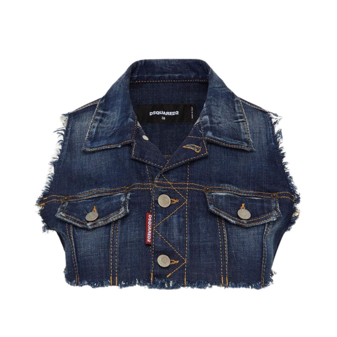 DSQUARED2 DENIM CROPPED VEST