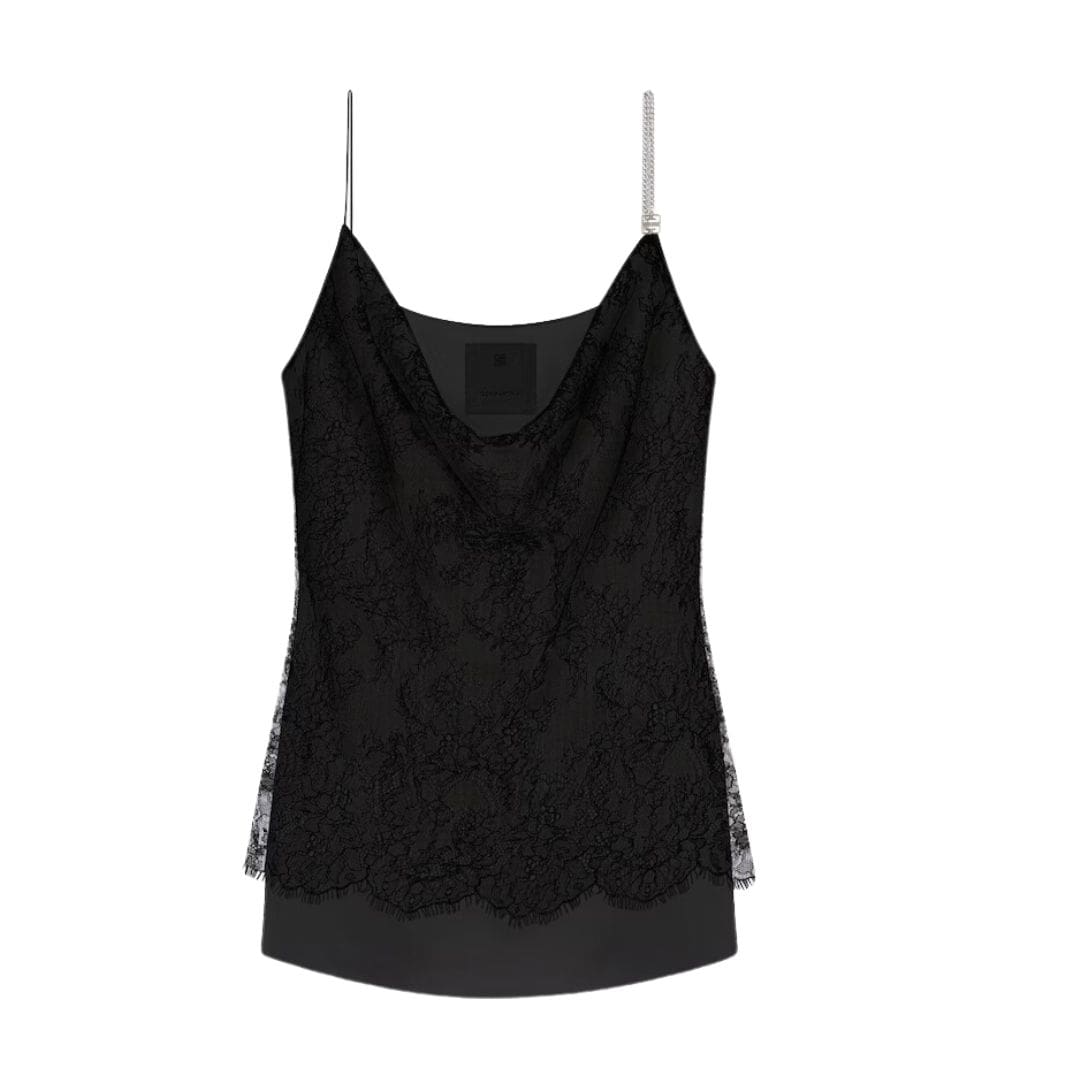 GIVENCHY TOP IN LACE WITH CHAIN DETAIL