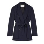 DRIES VAN NOTEN OVERSIZED BELTED COAT NAVY