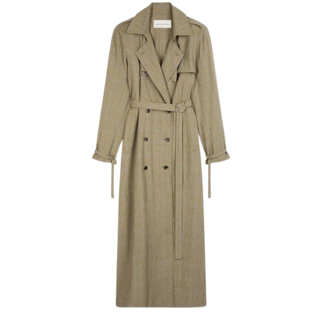 DRIES VAN NOTEN CHECKED TRENCH COAT DESSIN B