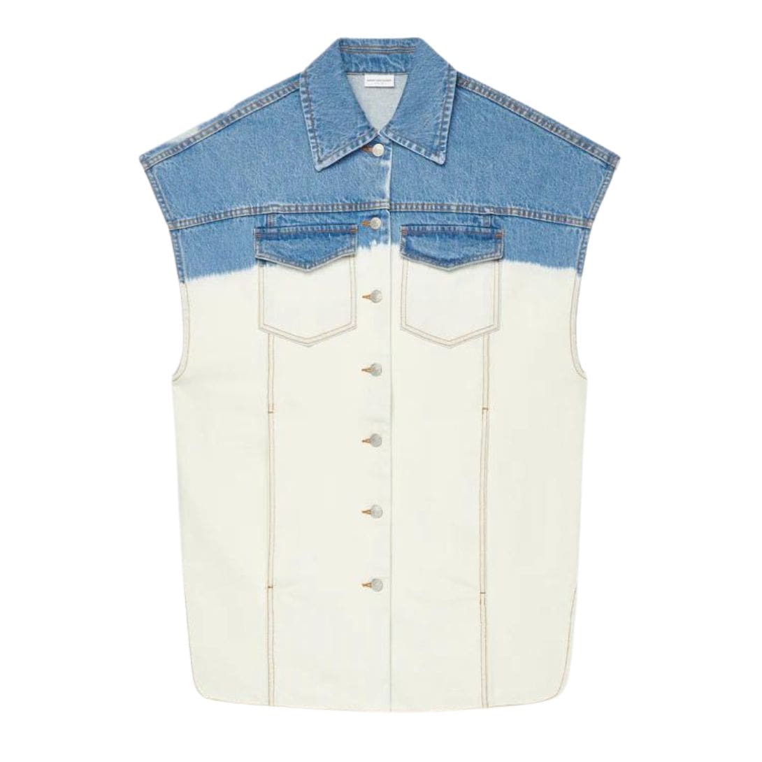 DRIES VAN NOTEN BLEACH DENIM VEST WHITE