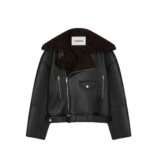 NANUSHKA BERTI REGENERATED LEATHER JACKET BLACK BROWN