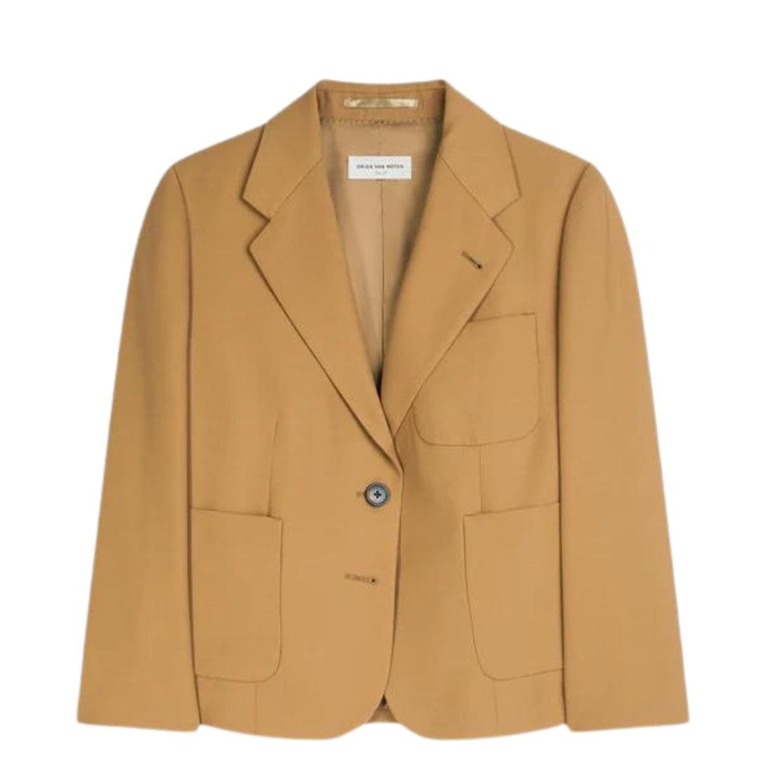 DRIES VAN NOTEN TIGHT CROPPED BLAZER CAMEL