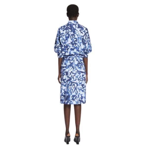 DRIES VAN NOTEN PRINTED COCOON SHIRT BLUE