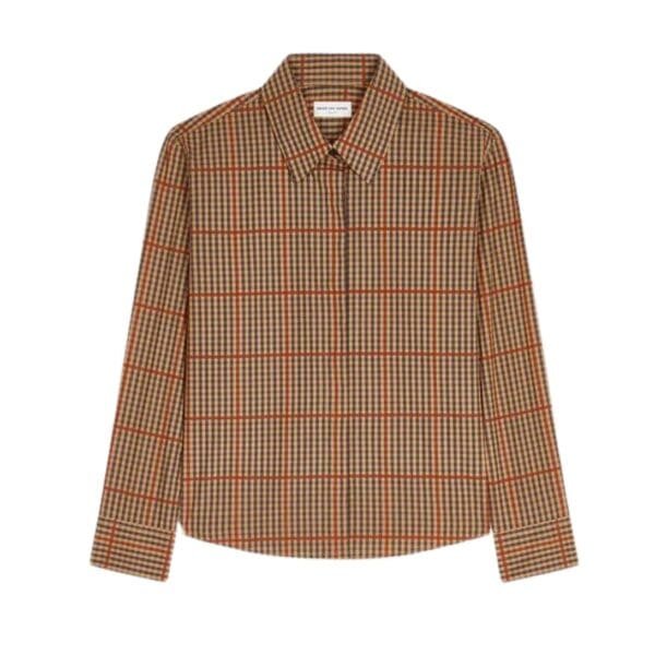 DRIES VAN NOTEN CHECKED SHIRT RUST