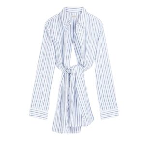 DRIES VAN NOTEN KNOTTED COTTON SHIRT LIGHT BLUE