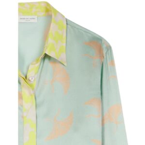 DRIES VAN NOTEN PRINTED SILK SHIRT MINT