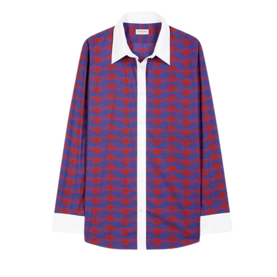 DRIES VAN NOTEN GEOMETRIC SHIRT BLUE 1 DRIES VAN NOTEN GEOMETRIC SHIRT BLUE