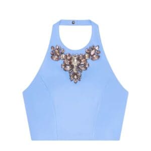 GIVENCHY CROPPED TOP IN LEATHER WITH EMBROIDERED STONES