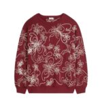 DRIES VAN NOTEN EMBROIDERED SWEATER BURGUNDY