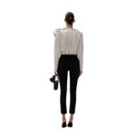 MAGDA BUTRYM CLASSIC SILK FLOWER BLOUSE IN WHITE
