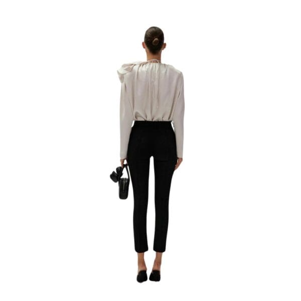 MAGDA BUTRYM CLASSIC SILK FLOWER BLOUSE IN WHITE